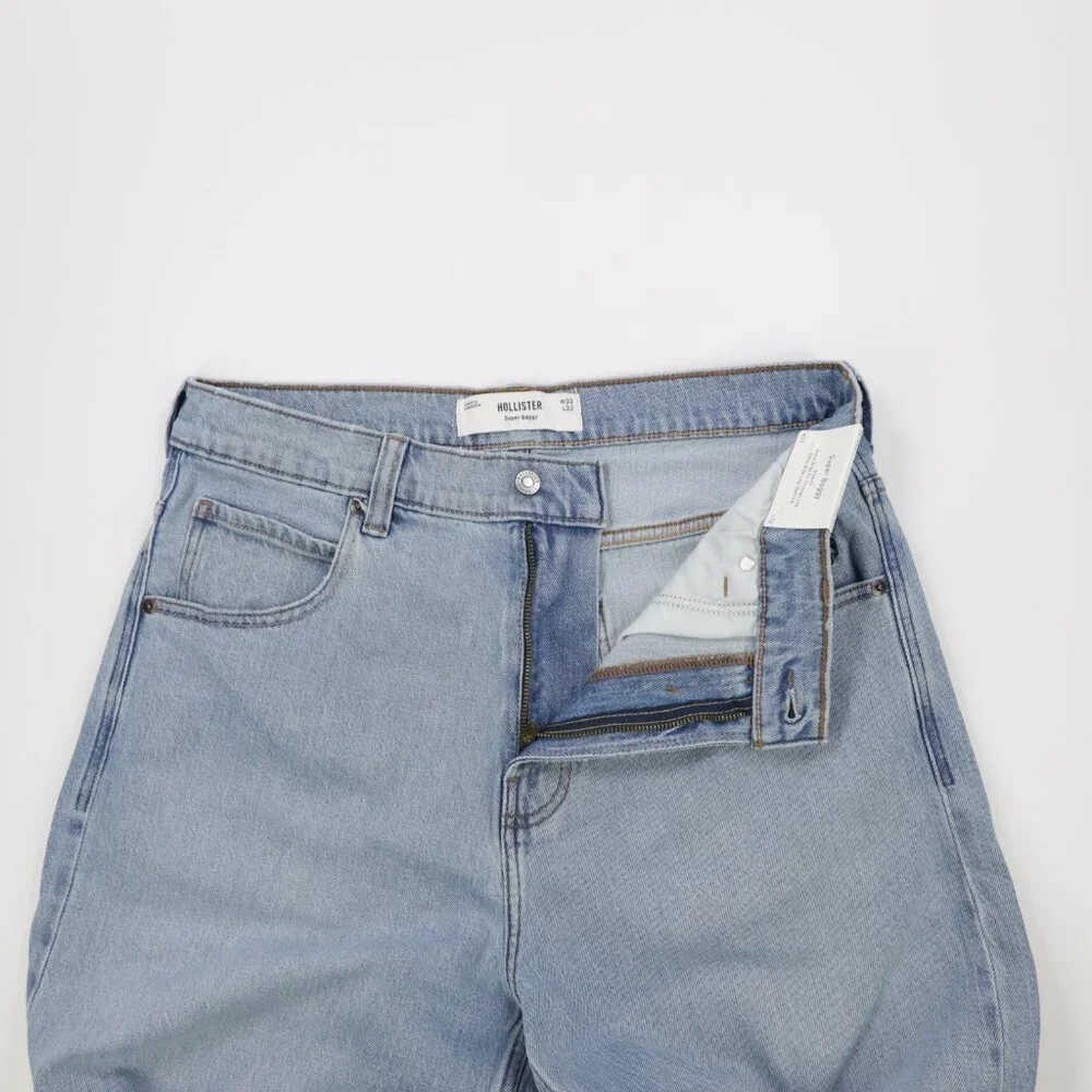 Hollister Men‎ Astronaut Embroidered Supper Baggy Denim Jeans Light Blue W33 L32